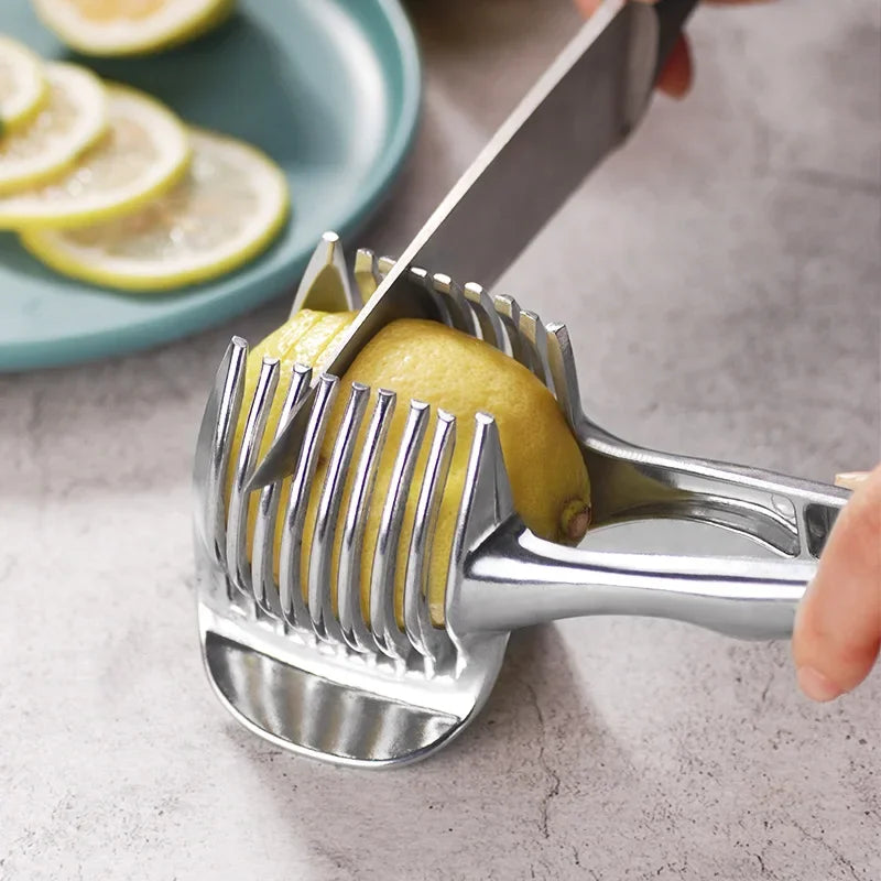 Stainless Steel Kitchen Handheld Orange Lemon Slicer Tomato Cutting Clip Fruit Slicer Onion Slicer KitchenItem Cutter Accessorie